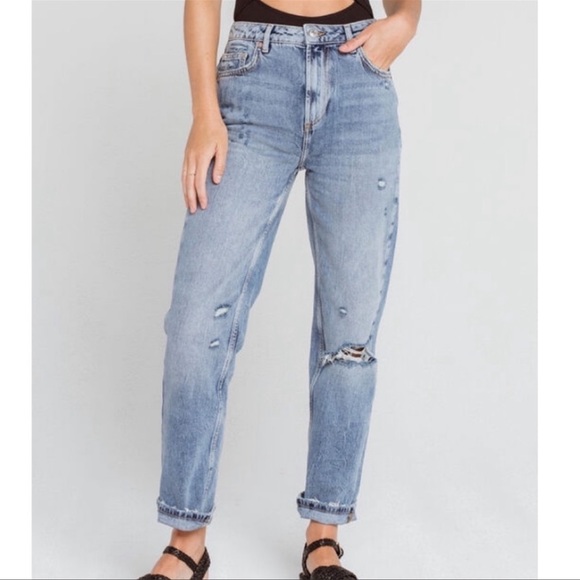 Free People Denim - Free People, We the Free Dakota High Rise Straight Jeans, Distressed, Size 28